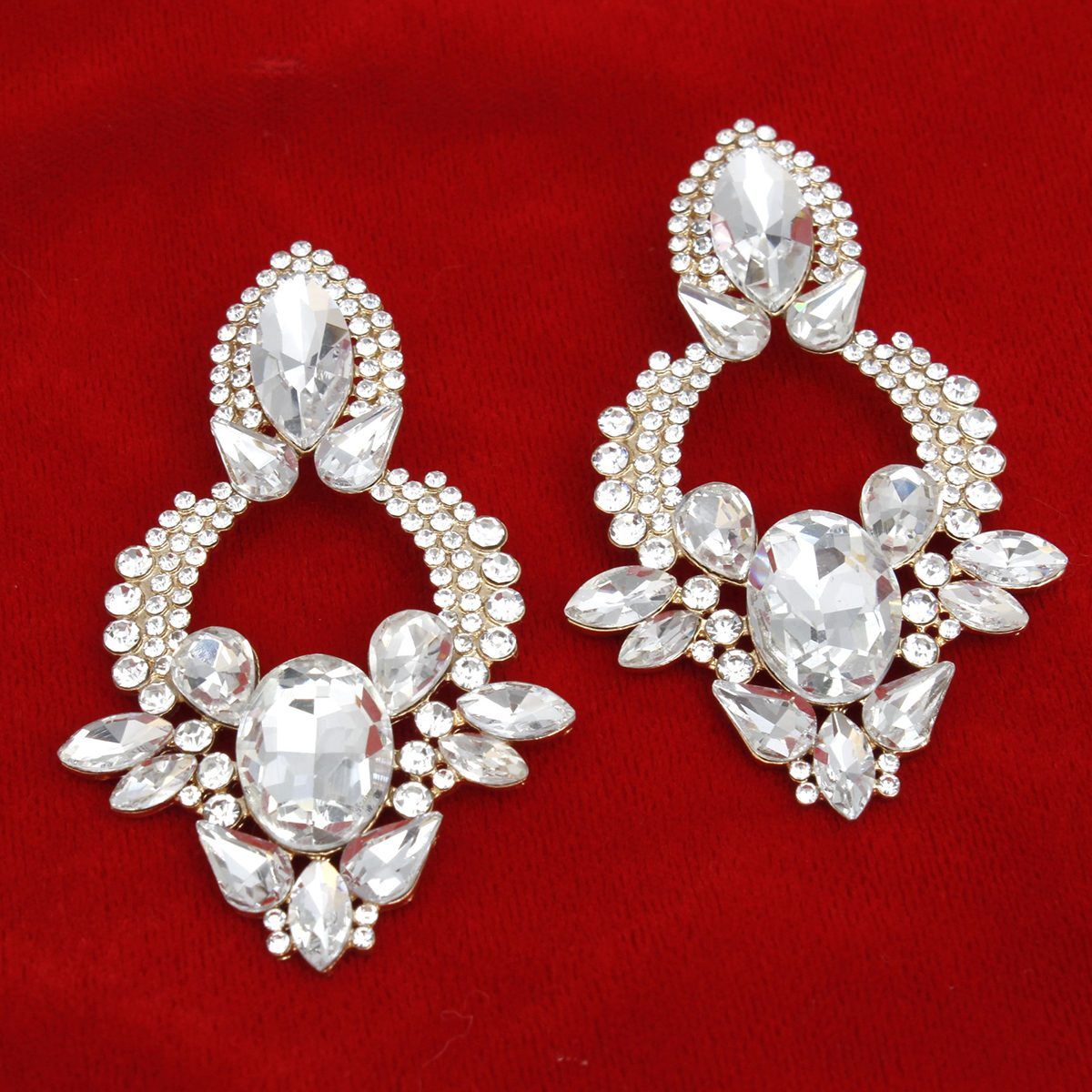 Drop Radiant Crystal Teardrop Formal Gold Earrings