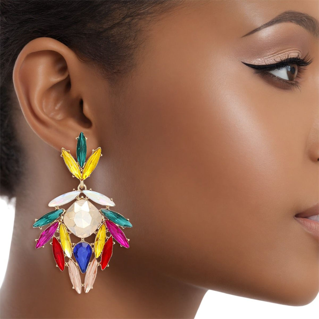 Drop Show Stopping Multi Marquise Crystal Earrings