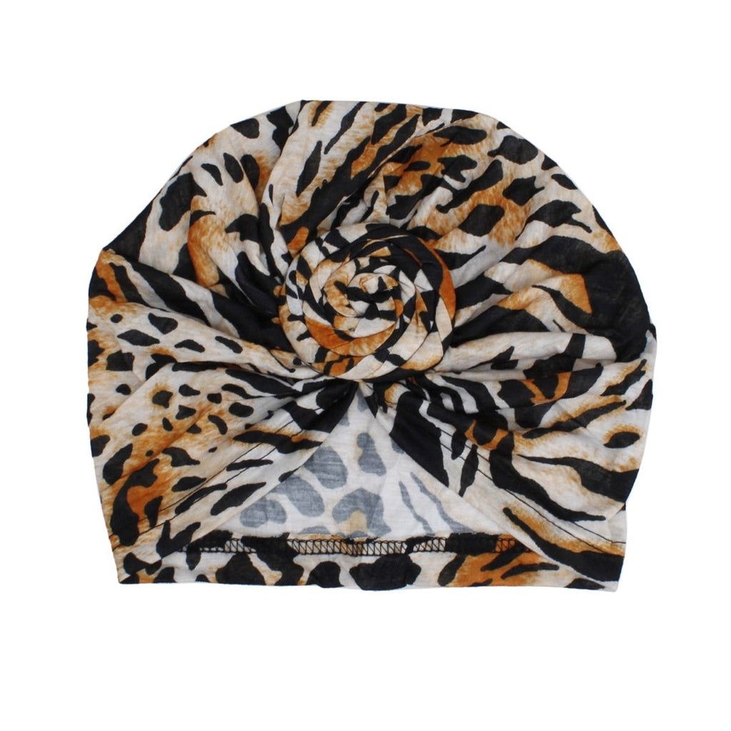 Turban Pre-Tied Knot Brown Animal Print for Women
