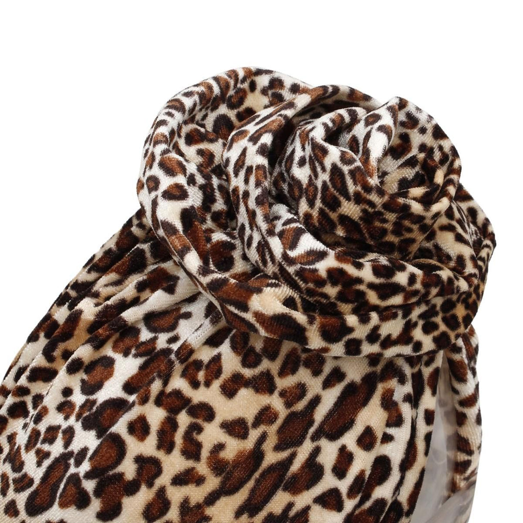 Turban Pre-Tied Flower Velvet Cheetah Print Women
